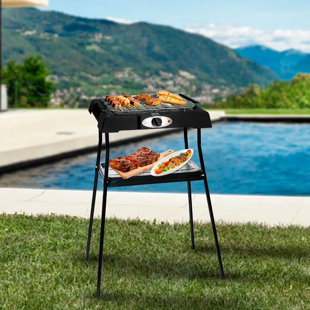 Churrasqueira Elétrica Montana II Preto, 2 em 1 Mesa e Suporte com 82cm de altura