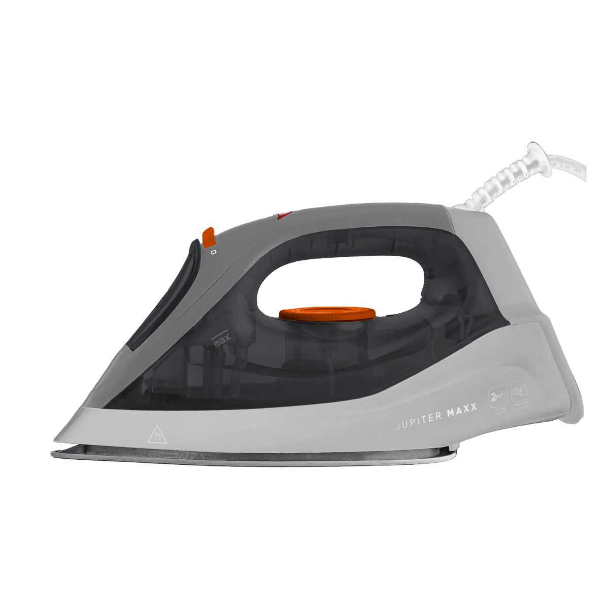 Ferro Jupiter Maxx 2 em 1: A Seco ou a Vapor - Base Antiaderente, Salva Botões, Seletor de Temperatura, Cabo 360º e Reservatório de 260ml
