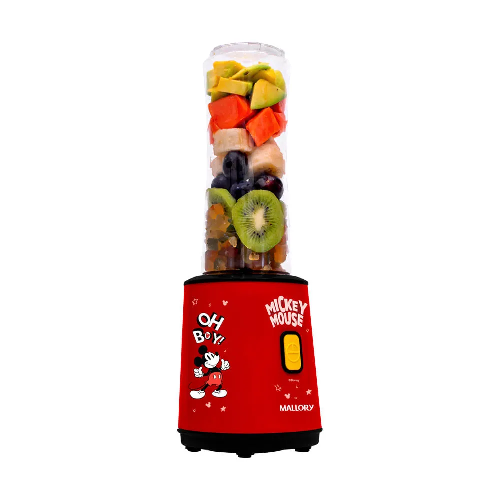 Liquidificador Individual Mickey Mouse - 2 Copos: 400ml e 600 ml, 300W de potência, Pés antiderrapantes, Comprimento do cabo de 122cm