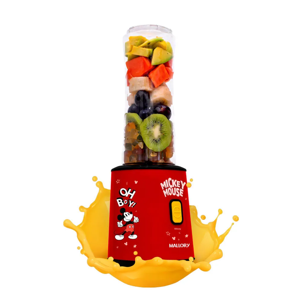 Liquidificador Individual Mickey Mouse - 2 Copos: 400ml e 600 ml, 300W de potência, Pés antiderrapantes, Comprimento do cabo de 122cm