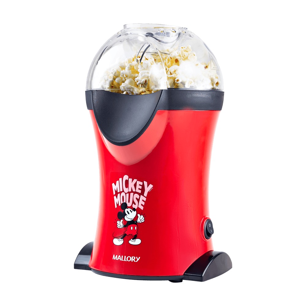 Pipoqueira Elétrica Mickey Mouse - Pipocas Sequinhas e Sem Óleo, Bocal Expedidor, Copo Medidor para Manteiga e Pés Antiderrapantes