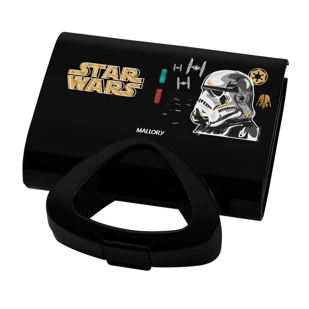 Sanduicheira Elétrica Star Wars Empire Plates, Superfície Antiaderente, Luzes LED, Alça com Toque Frio, Trava de Segurança